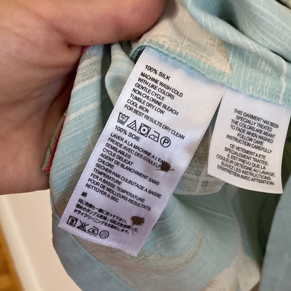 Tommy Bahama Shirt Men XL Blue Green Floral Silk Hawaiian Tropical Short Sleeve - Picture 10 of 14